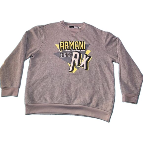 Armani Exchange A|X Sweatshirt Men’s L Gray Crewneck Pullover Logo Graphic - Picture 1 of 6